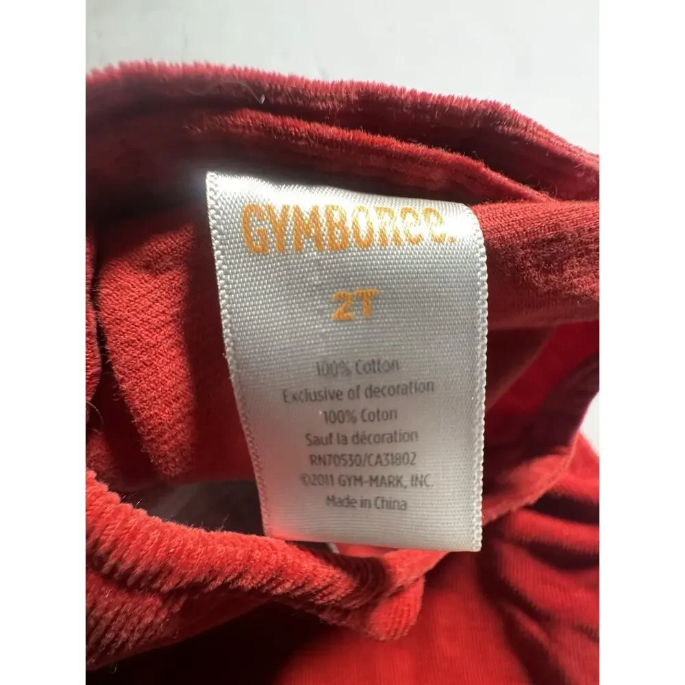 Gymboree Girls 2T Red Corduroy Penguin Applique Overalls